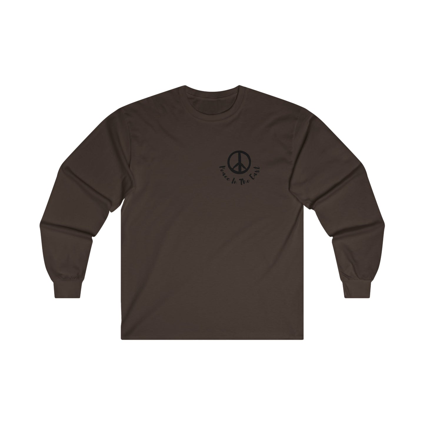 Peace In The East Ultra Cotton Long Sleeve Tee Dark Chocolate