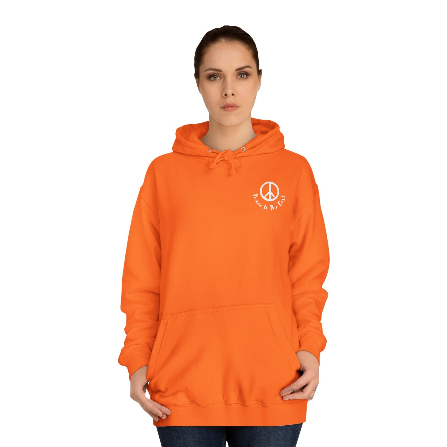 Peace In The East Unisex College Hoodie Orange Crush