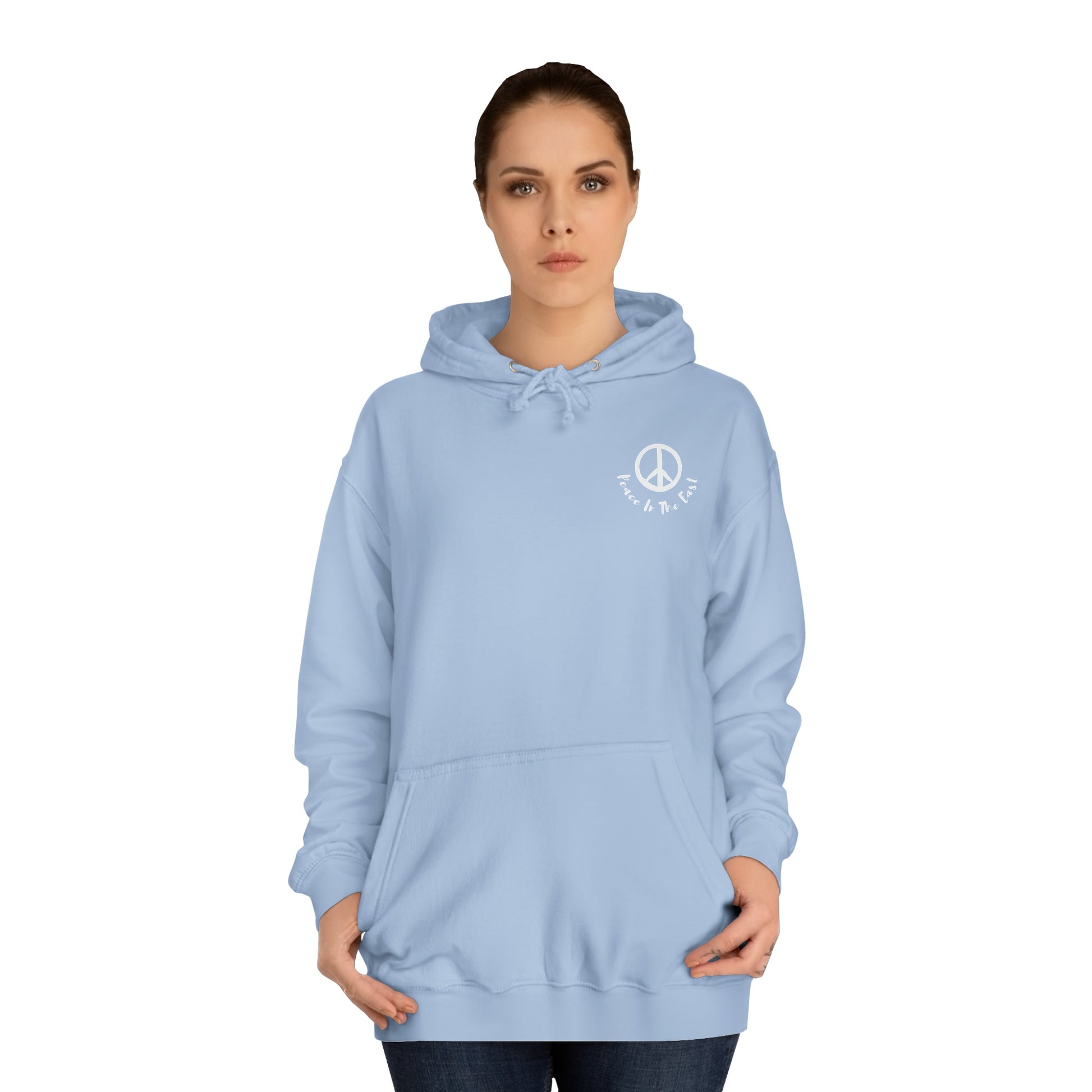 Peace In The East Unisex College Hoodie Sky Blue