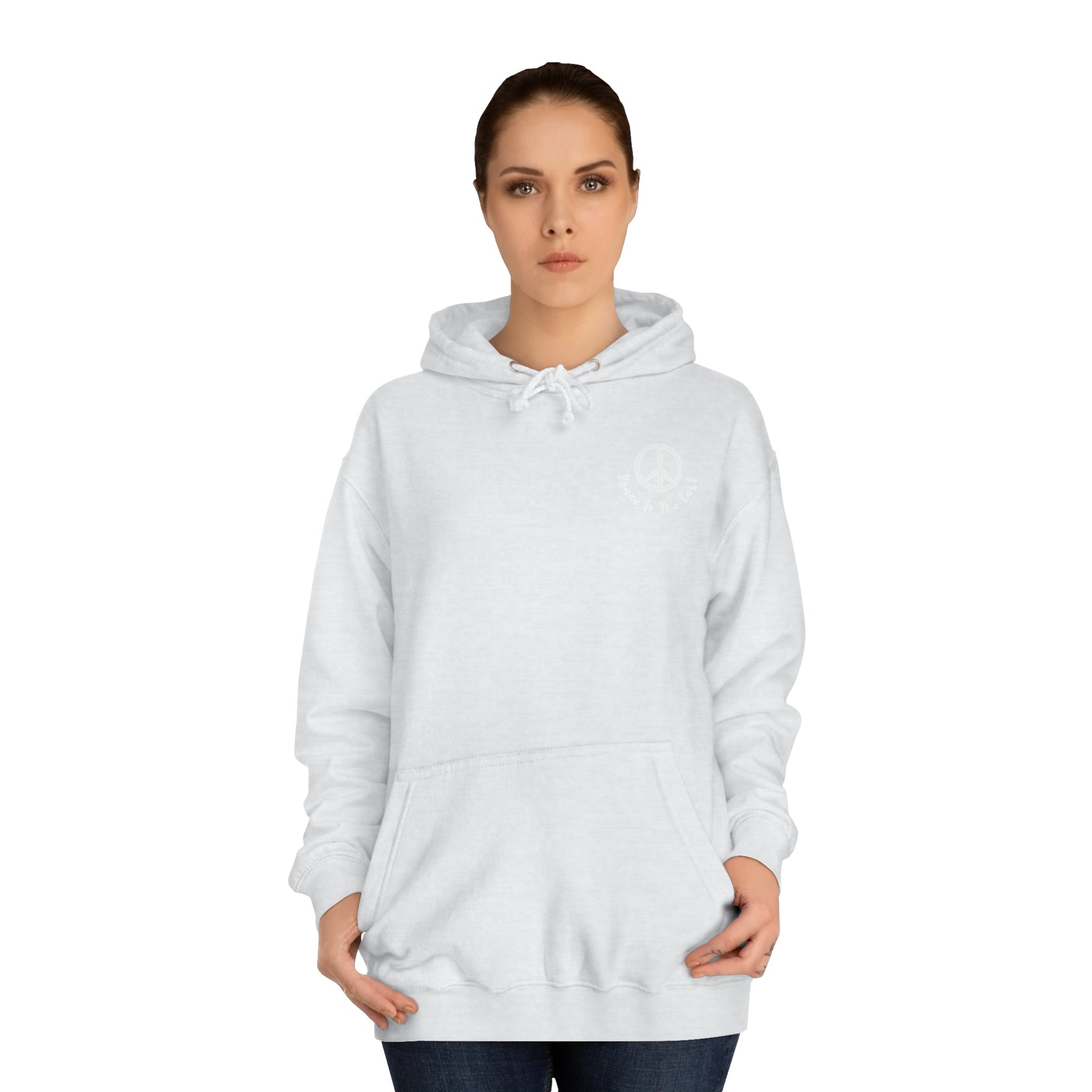 Peace In The East Unisex College Hoodie Heather Grey