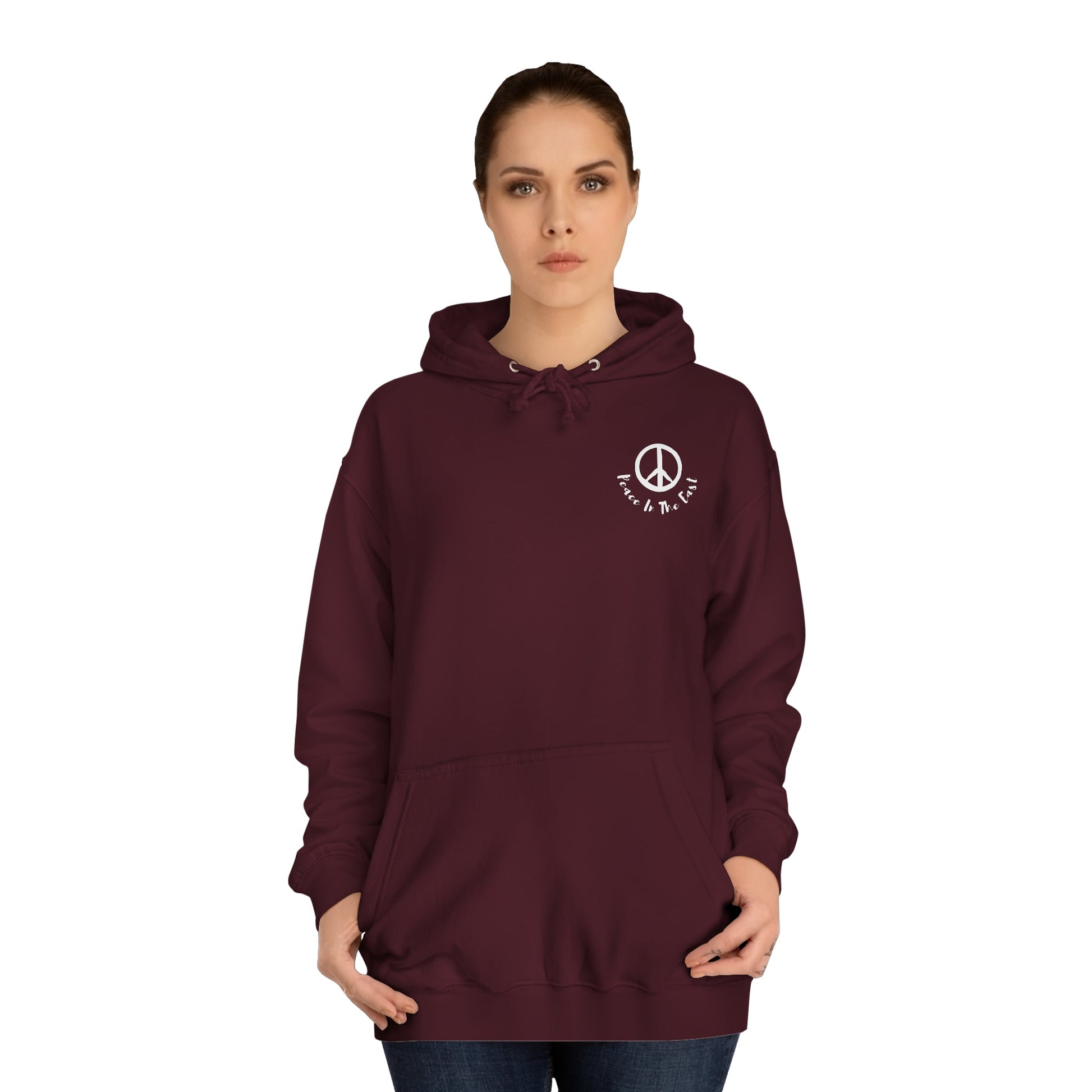 Peace In The East Unisex College Hoodie Burgundy
